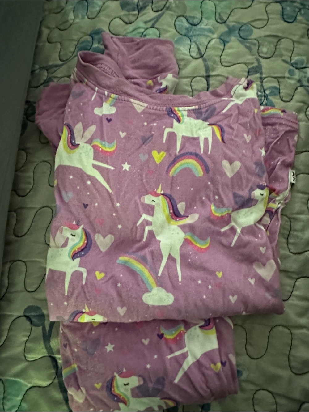 Little Sleepies Purple Unicorn Pajama Set with Rainbows
